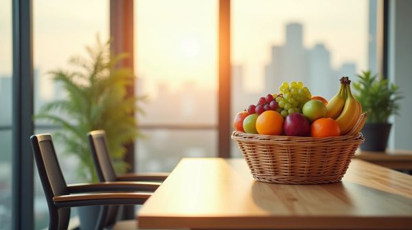 Optimiser la santé au bureau avec une corbeille de fruits frais